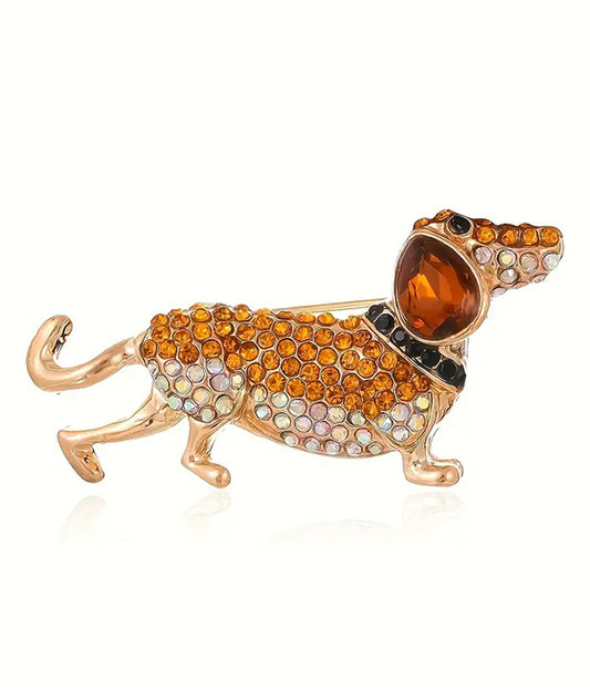 RHINESTONE DOG BROOCH