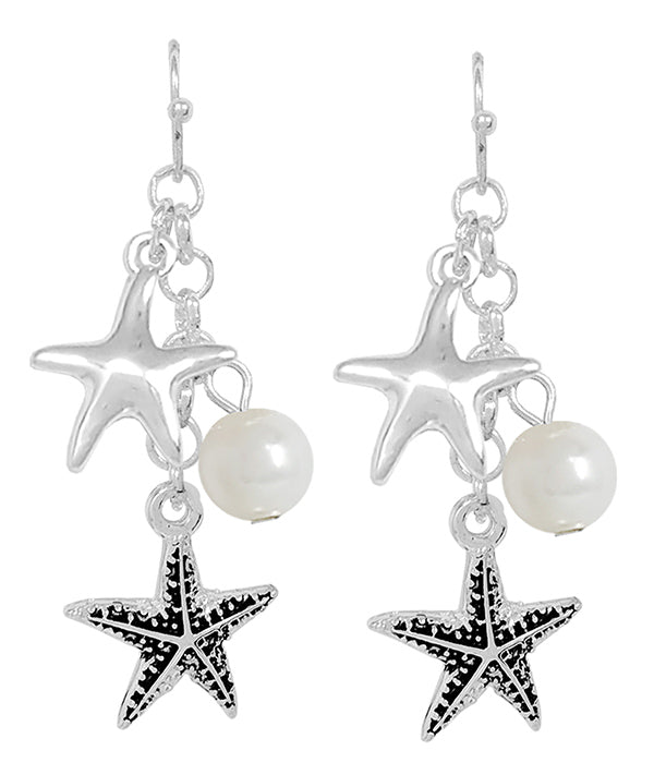 SEALIFE THEME MULTI CHARM DROP EARRING - STARFISH