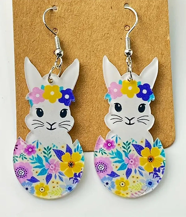 EASTER THEME BUNNY AND EGG ACRYLIC EARRING