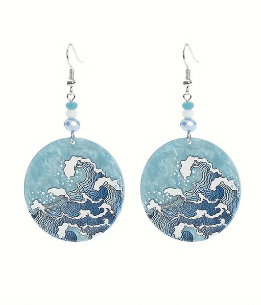 WAVE PRINT DISC EARRING