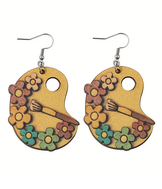 FLORAL PALETTE WOOD EARRING