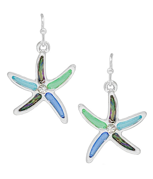 SEALIFE THEME EPOXY AND ABALONE EARRING - STARFISH