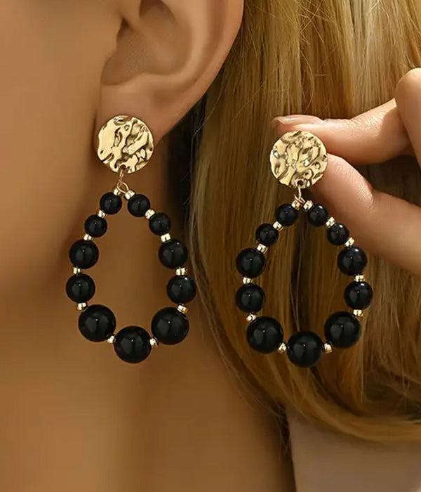 BALL BEAD TEARDROP EARRING