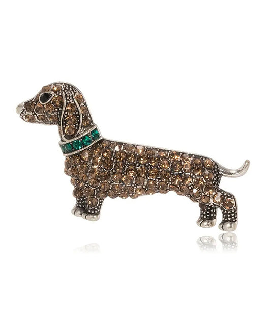 RHINESTONE DOG BROOCH