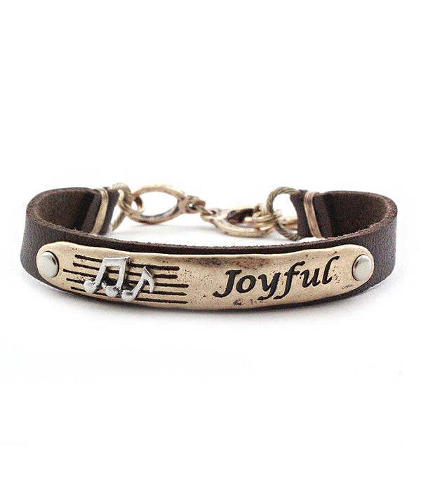 LEATHERETTE TOGGLE BRACELET - JOYFUL