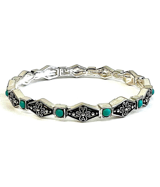 DESIGNER TEXTURED TURQUOISE STACKABLE STRETCH BRACELET