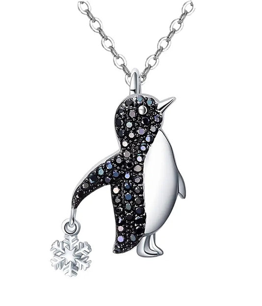 RHINESTONE PENGUIN PENDANT NECKLACE