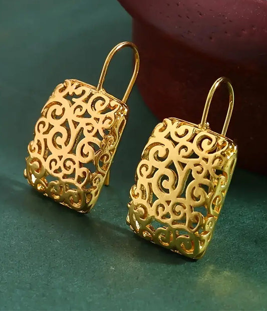 METAL FILIGREE SQUARE EARRING