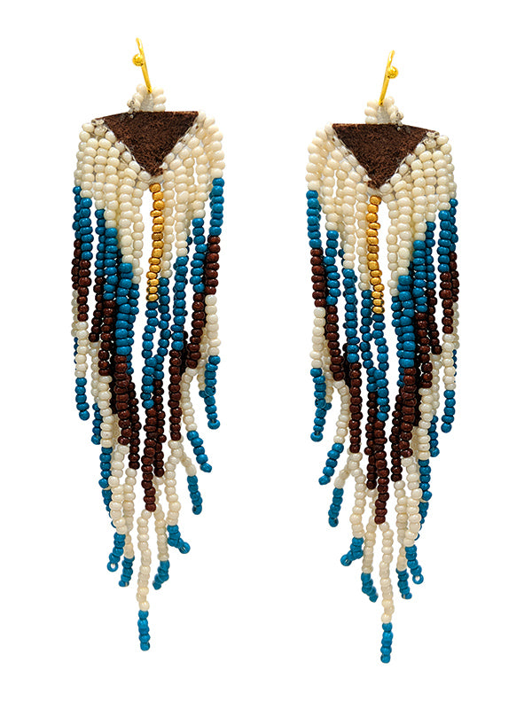 HANDMADE MULTI SEEDBEAD TASSEL DROP EARRING