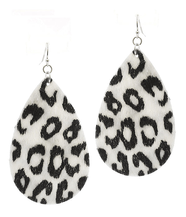 ANIMAL PRINT FABRIC TEARDROP EARRING