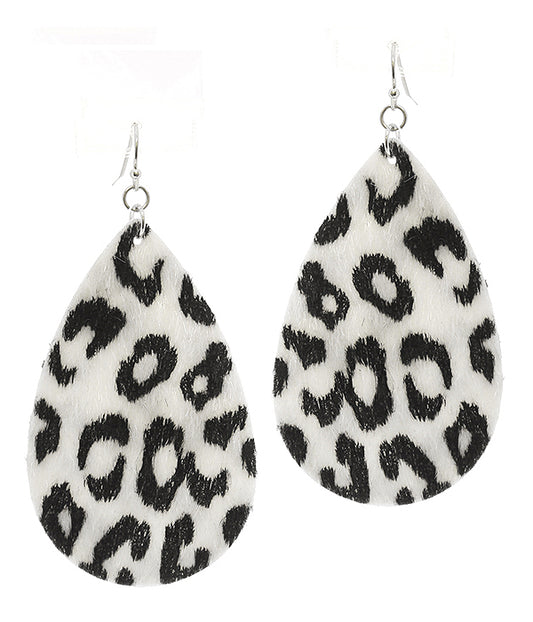 ANIMAL PRINT FABRIC TEARDROP EARRING