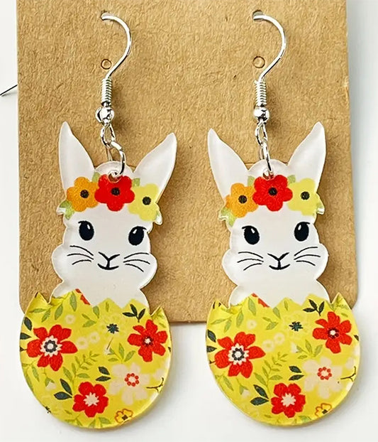 EASTER THEME BUNNY AND EGG ACRYLIC EARRING