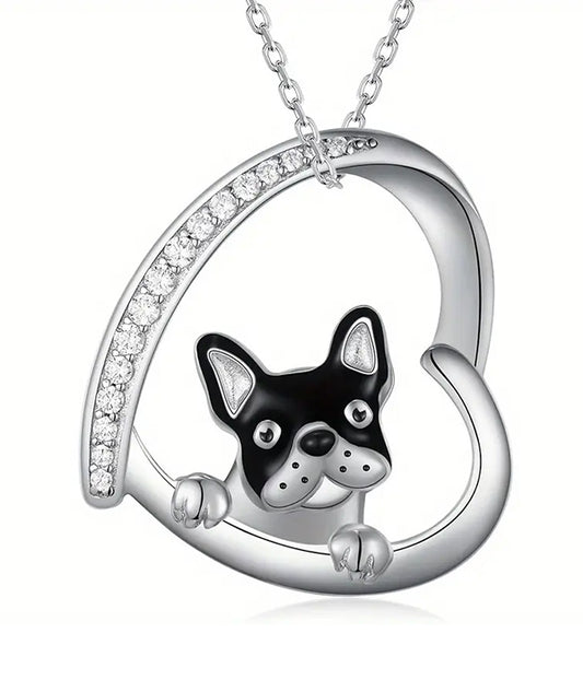 PET LOVERS THEME DOG AND HEART NECKLACE