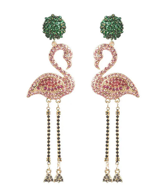 TROPICAL BIRD THEME EARRING - FLAMINGO