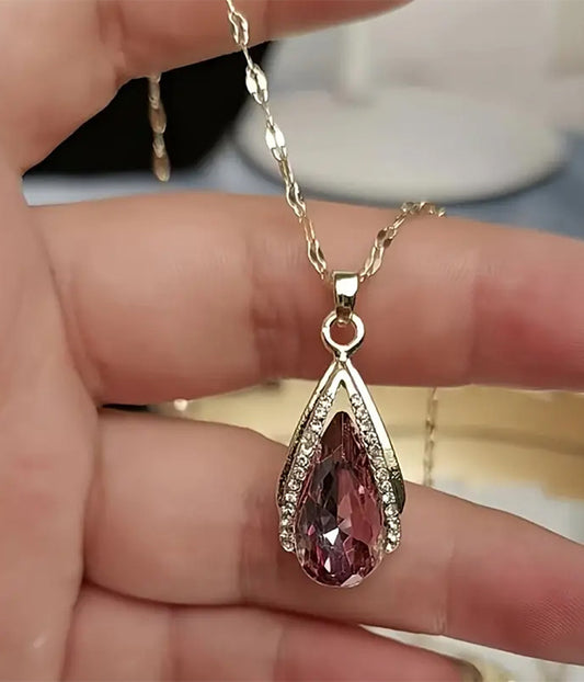 CZ TEARDROP PENDANT NECKLACE