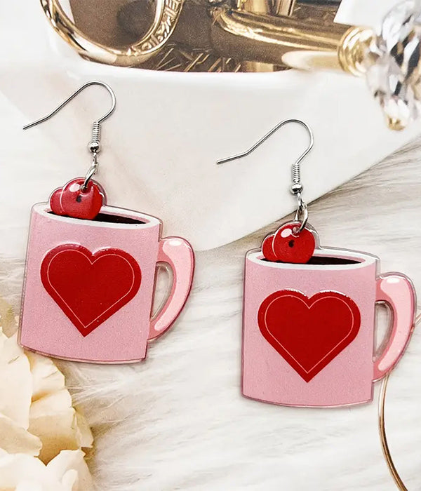 VALENTINE DAY THEME ACRYLIC EARRING - CUP