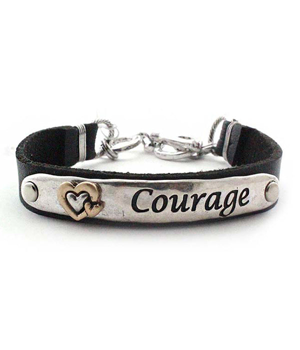 LEATHERETTE TOGGLE BRACELET - COURAGE