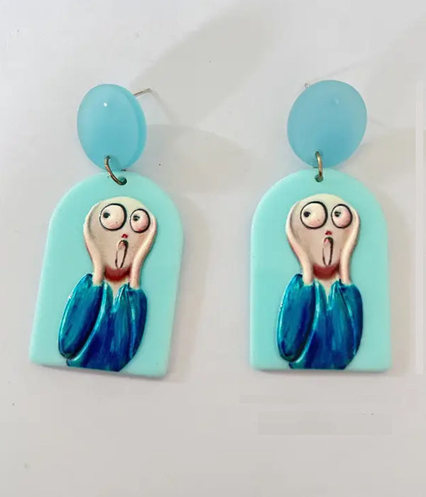 OIL PAINTING THE SCREAM OF NATURE ACRYLIC EARRING