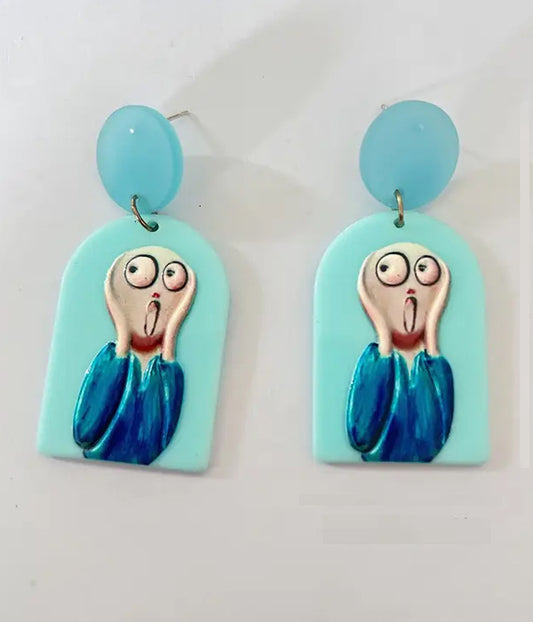 OIL PAINTING THE SCREAM OF NATURE ACRYLIC EARRING