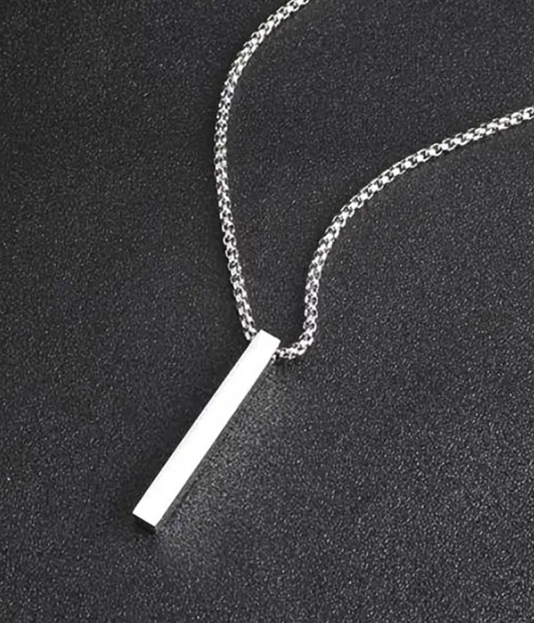 STAINLESS STEEL BAR PENDANT NECKLACE