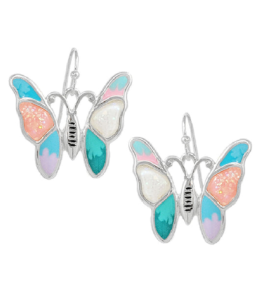 GARDEN THEME EPOXY OPAL EARRING - BUTTERFLY