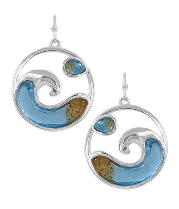 SEALIFE THEME WAVE DISC EARRING