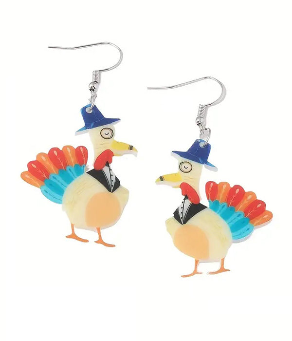 THANKSGIVING ACRYLIC TURKEY EARRING