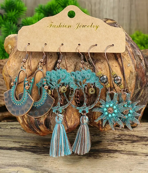 RETRO STYLE 3 PAIR EARRING SET