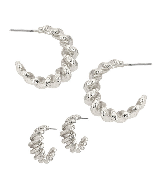 HOLLOW TWIST HOOP EARRING