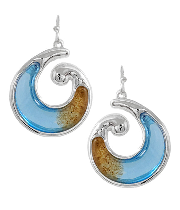 SEALIFE THEME SEAGLASS EARRING - WAVE