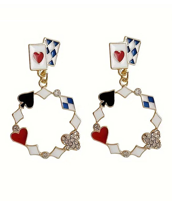 CASINO THEME PLAYING CARD EARRING