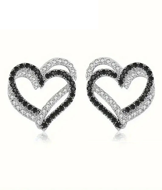 RHINESTONE DOUBLE HEART EARRING