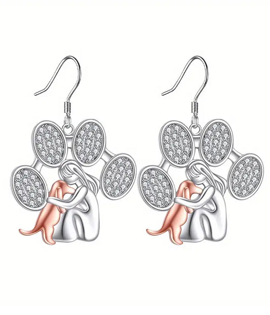PET LOVERS THEME DOG AND PAW EARRING