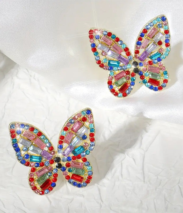 RHINESTONE BUTTERFLY EARRING