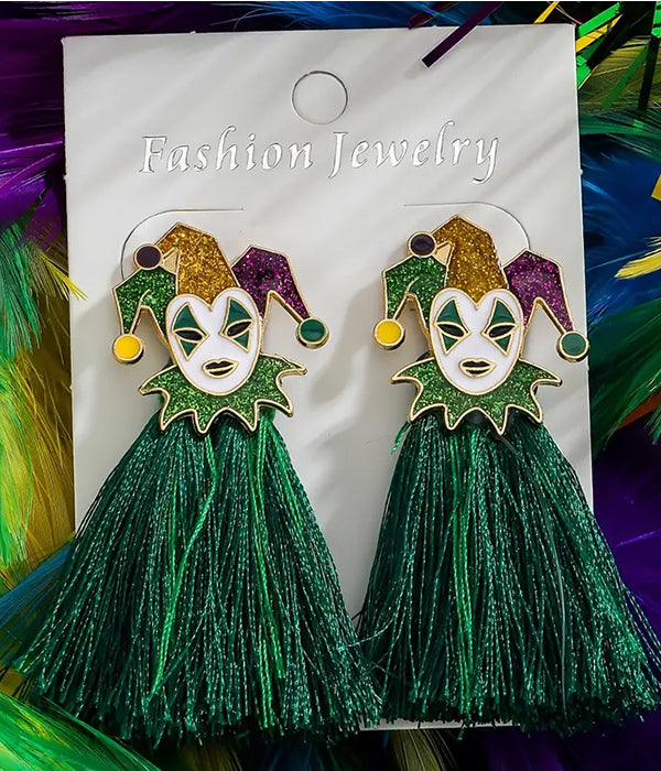 MARDI GRAS THEME EARRING - CLOWN