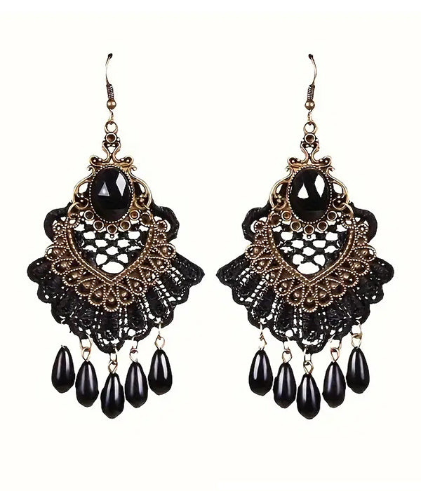 LACE AND BEAD DROP EARRING