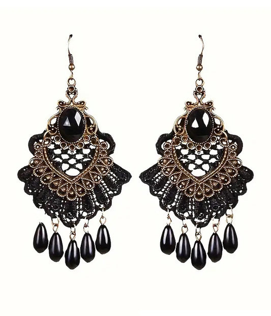 LACE AND BEAD DROP EARRING