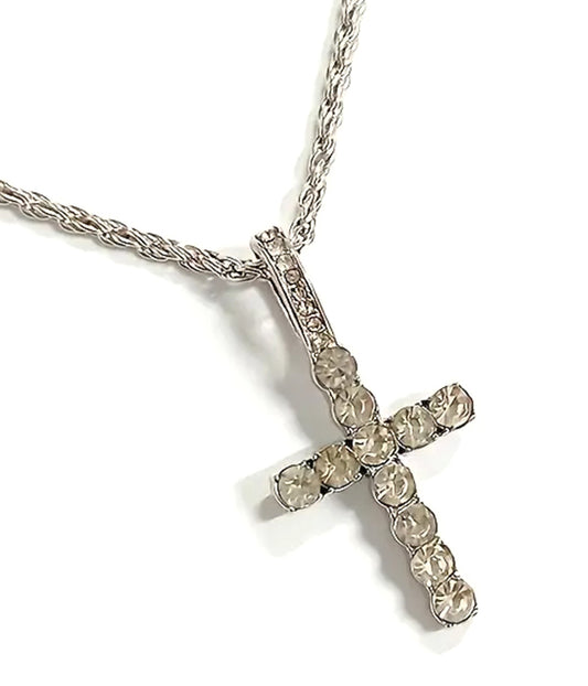 RHINESTONE CROSS PENDANT NECKLACE