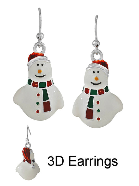 CHRISTMAS THEME EPOXY 3D SNOWMAN EARRING