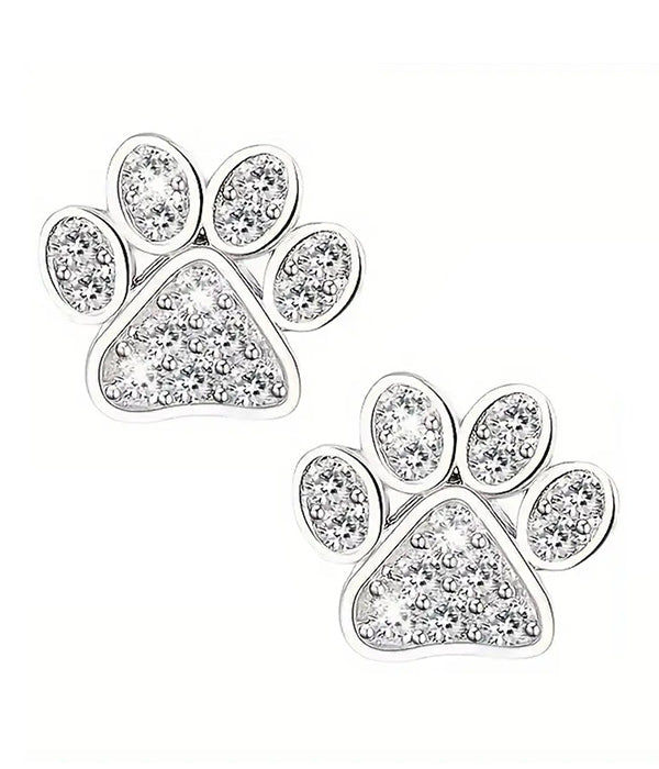 RHINSTONE PAW EARRING