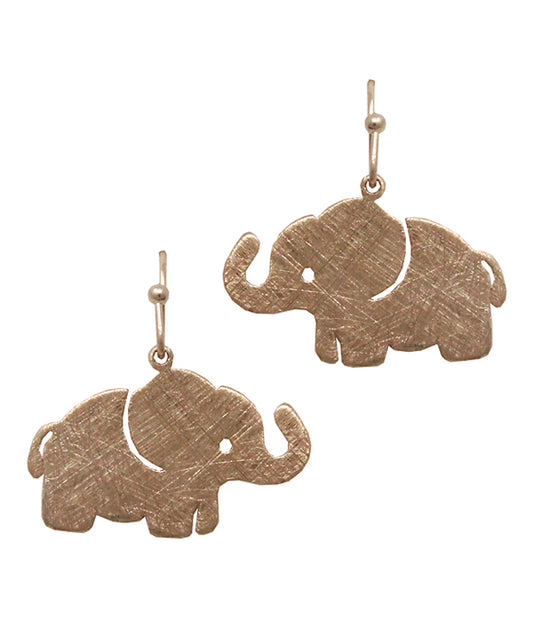 SCRATCH METAL ELEPHANT EARRING - BRASS METAL