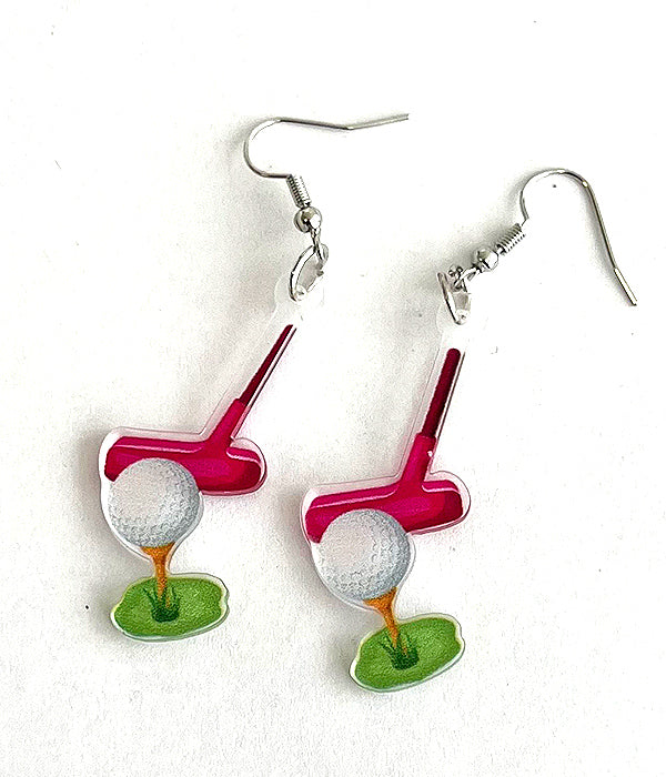 GOLF THEME ACRYLIC EARRING - BALL