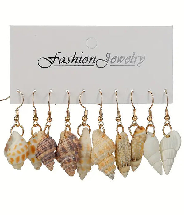 SEALIFE THEME MULTI SHELL EARRING SET