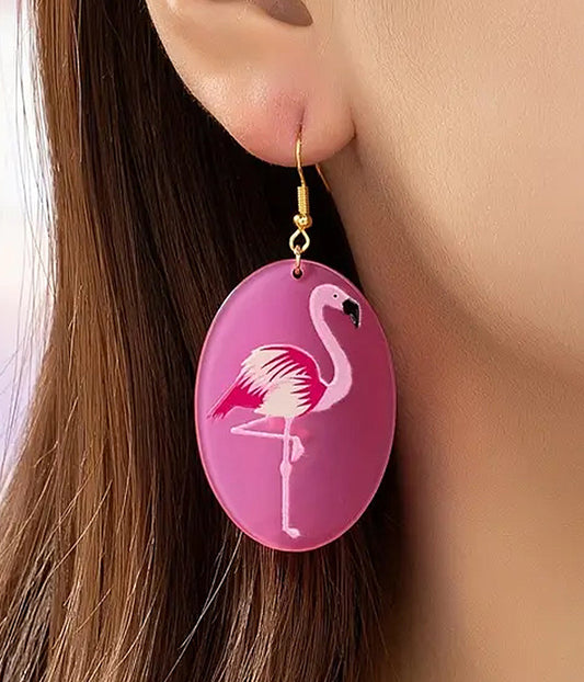 ACRYLIC FLAMINGO EARRING