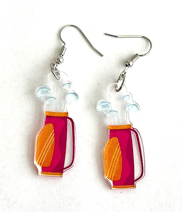 GOLF THEME ACRYLIC EARRING - BAG