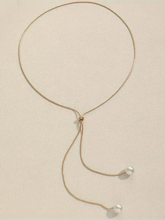 Y SHAPE PULL TIE NECKLACE