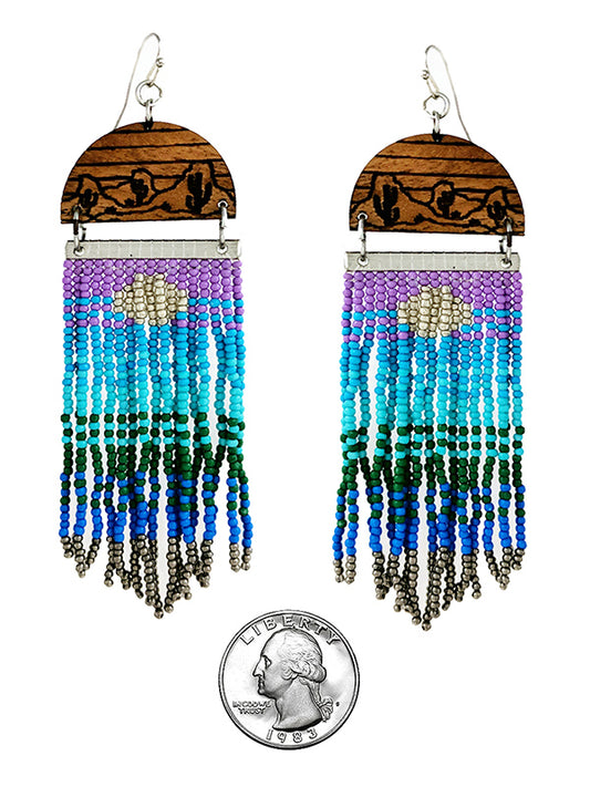 HANDMADE MULTI SEEDBEAD TASSEL DROP EARRING