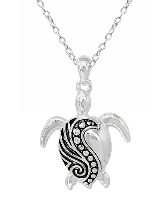 SEALIFE THEME METAL FILIGREE NECKLACE - TURTLE