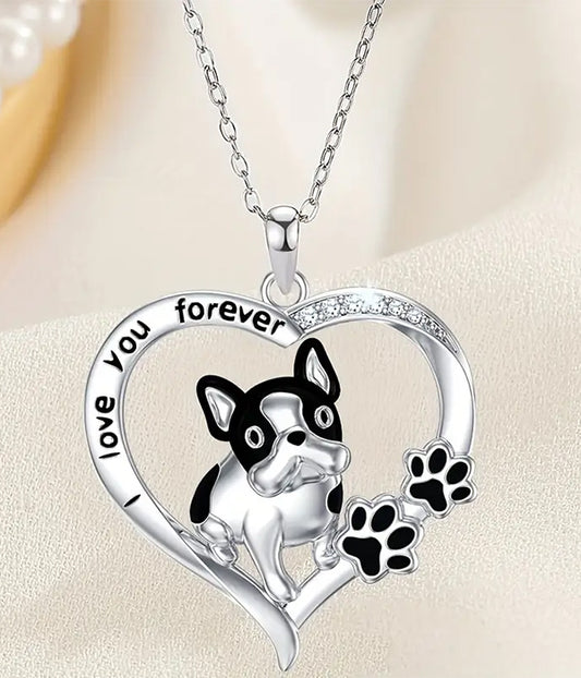 PET LOVERS THEME HEART NECKLACE - I LOVE YOU FOREVER