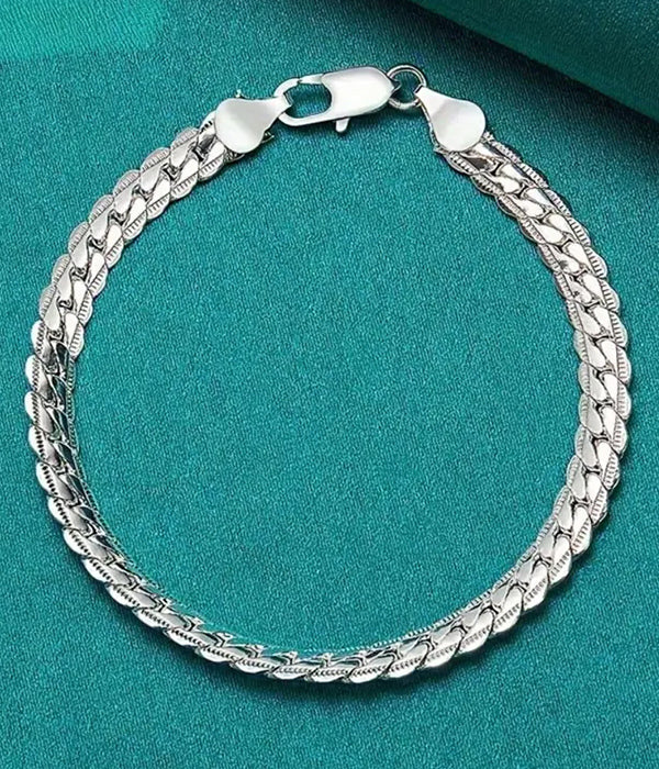 FLAT CHAIN BRACELET - 925 SILVER PLATED